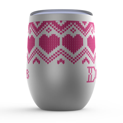 Fair Isle Hearts Stemless Wine Tumblers